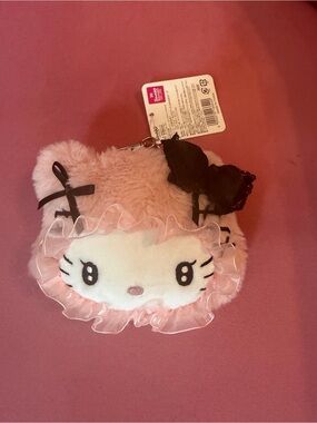Sanrio Pink Fuzzy Character Coin Pouch with Bow Detail